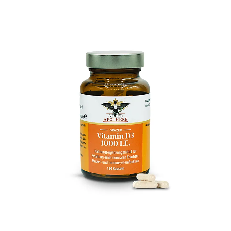 Grazer Vitamin D3 Kapseln für Knochen und Muskeln.