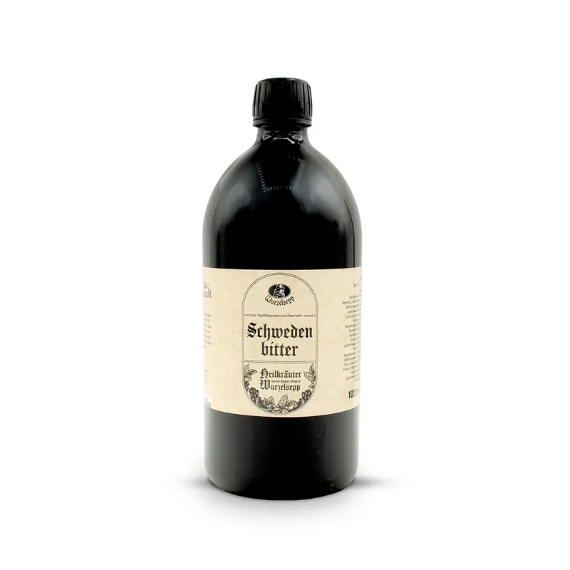 Der Wurzelsepp Schwedenbitter in der 1 Liter Kunststoffverpackung.
